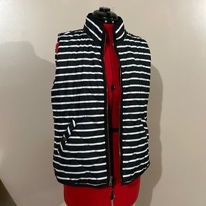 Black and white striped puffer vest